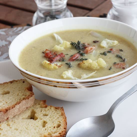 Roasted Cauliflower & Pancetta Soup