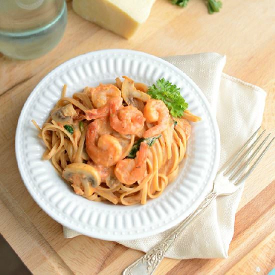 Linguine Rosa with Shrimp