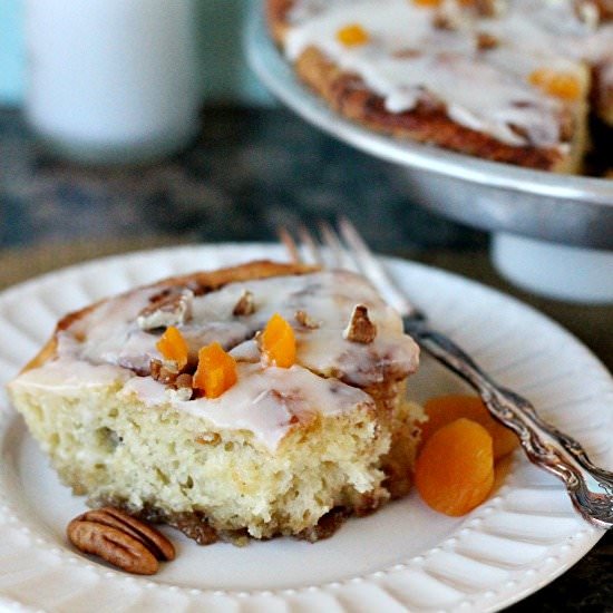 Quick Apricot Pecan Cinnamon Rolls