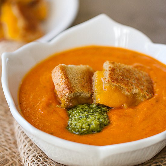 Roasted Tomato Soup with Pesto