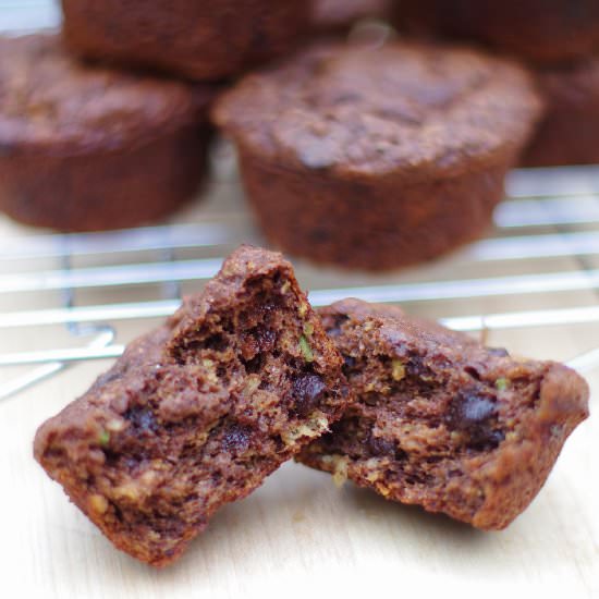 Chocolate Avocado Bran Muffins