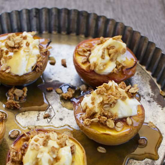 Baked Peaches with Salted Caramel