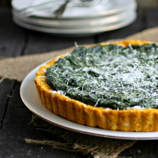 Skinny Spinach Tart w/ Squash Crust