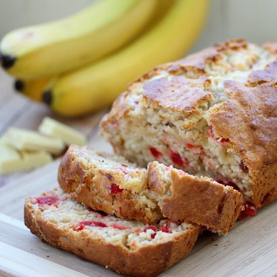 White Chocolate Cherry Banana Bread