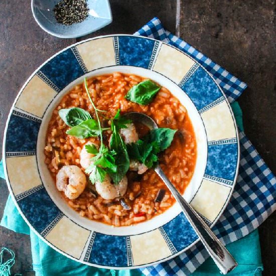 Tomato Garlic Prawn Risotto