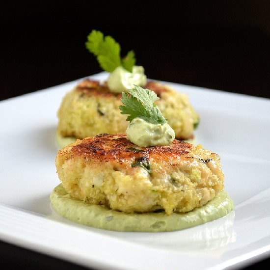 Chicken Cakes with Avocado Cream
