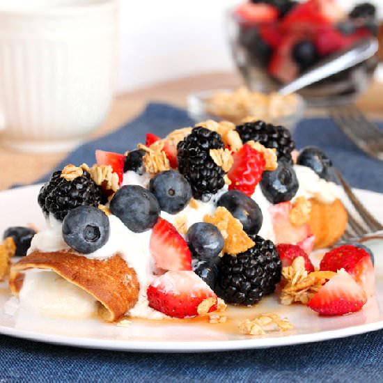Yogurt Berry Pancake Rolls