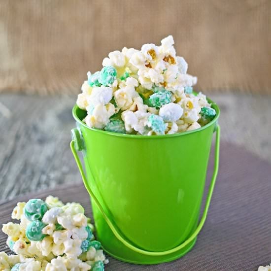 Minty Shamrock M&M Popcorn
