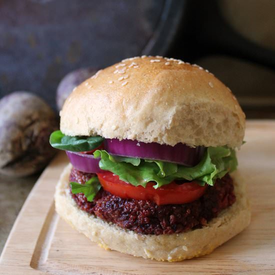 Quinoa, Bean & Beet Burgers