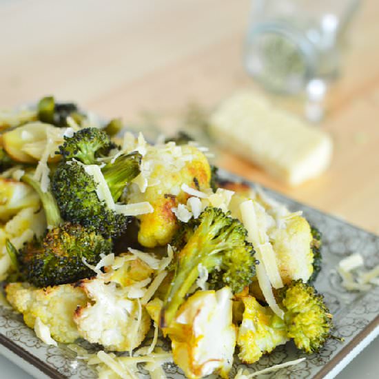 Lemon Roasted Broccoli Cauliflower