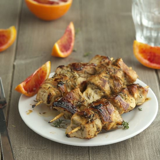 Orange Thyme Pork Kebabs