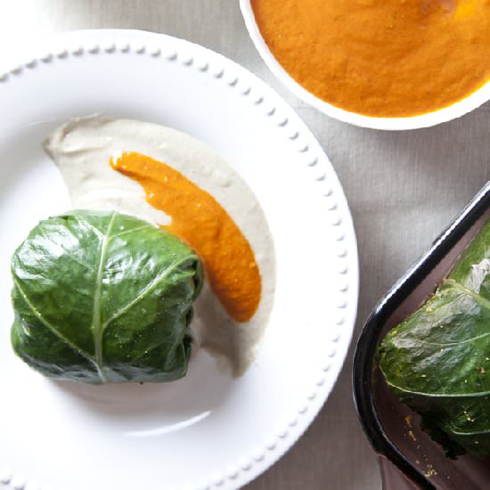 Collard Wraps with Rice & Mushrooms