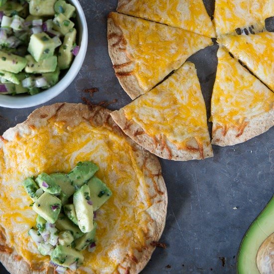 Cheese Crisps with Avocado Salsa