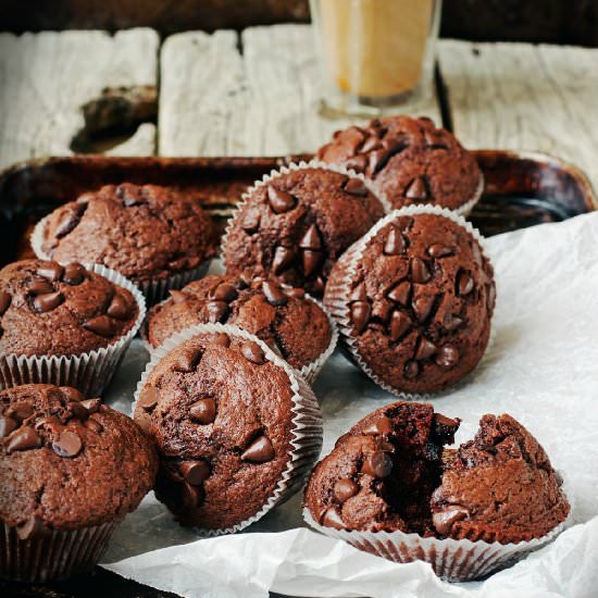Chocolate Chocolate Chip Muffins