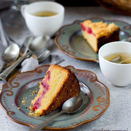 Strawberry Cornmeal Crumb Cake