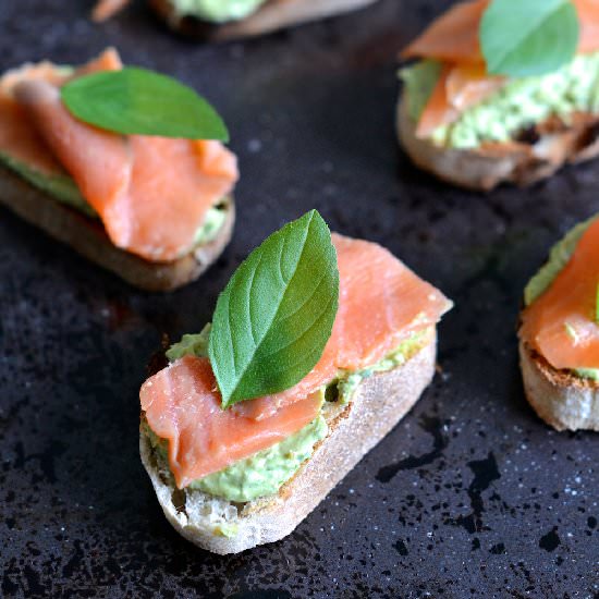 Trout Pesto Cream Cheese Crostini