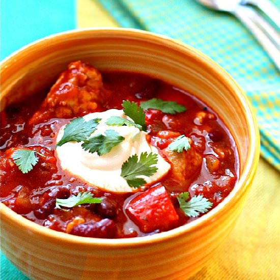 Chicken Meatball Chipotle Chili
