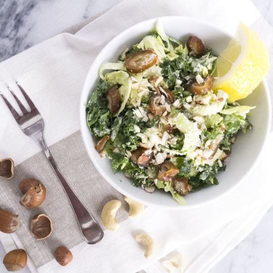 Vegan Kale Brussels Sprout Salad