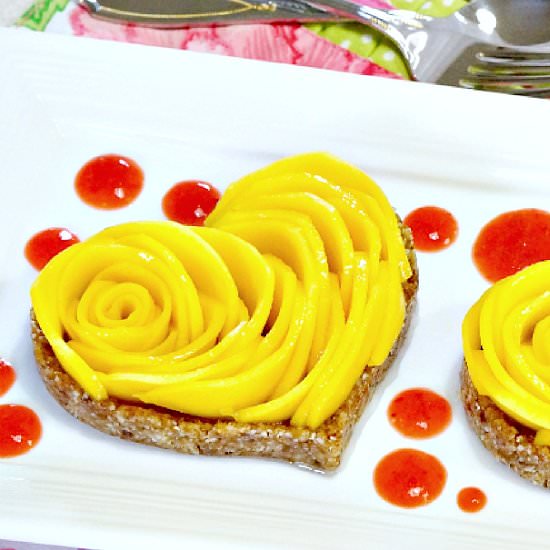No-Bake Crust Mango Rose Tarts