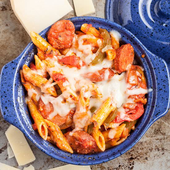 Baked Penne Sausage and Peppers