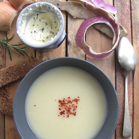 Onion and Turnip Soup with Rosemary