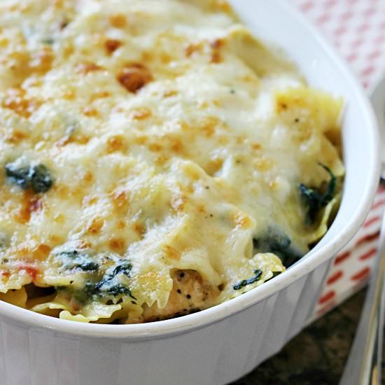 Artichoke Chicken Pasta Bake