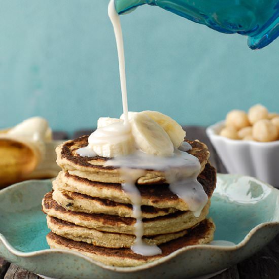 Banana Macadamia Nut Pancakes