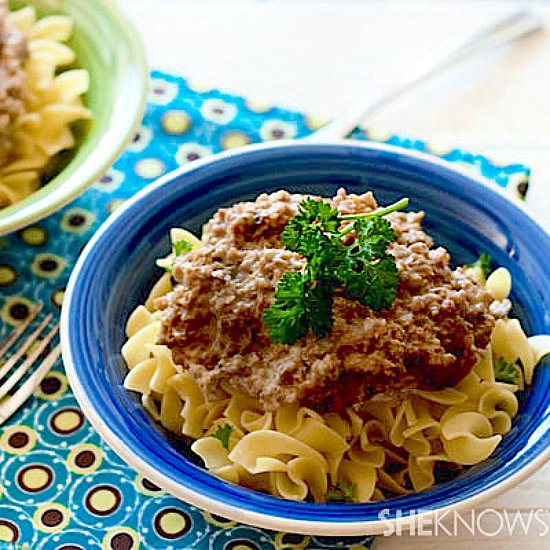 Meatless Cheeseburger Stroganoff