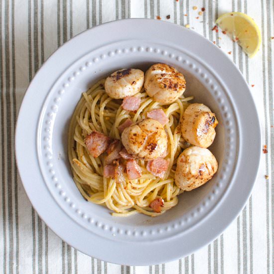 Scallop Bacon Spaghetti Aglio Olio