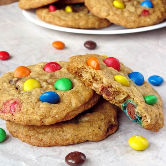 Coconut Oil Oatmeal M&M Cookies
