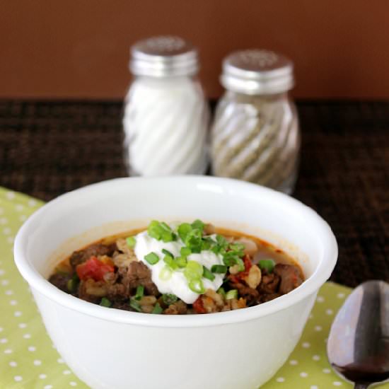 Southwest Beef Bean & Barley Soup