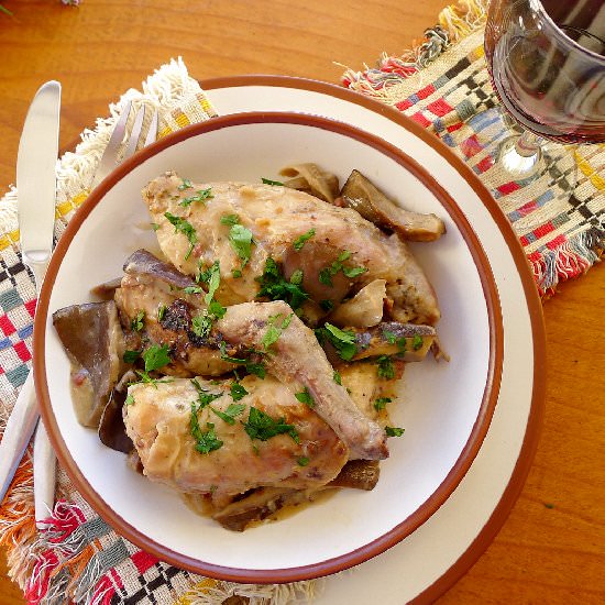 Rabbit with Mushrooms and Herbs