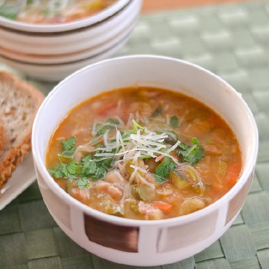 Minestrone Soup with Bacon and Kale