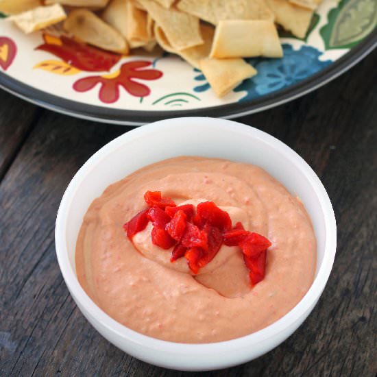 2 Ingredient Red Pepper Hummus