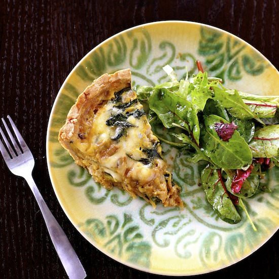 Spinach Mushroom and Gouda Quiche