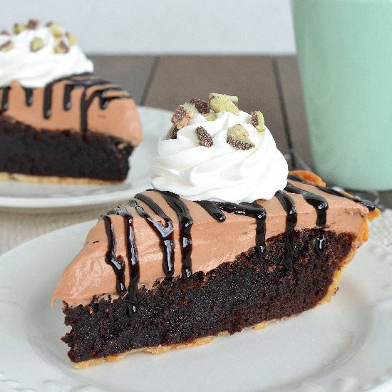 Andes Mint Cheesecake Brownie Pie