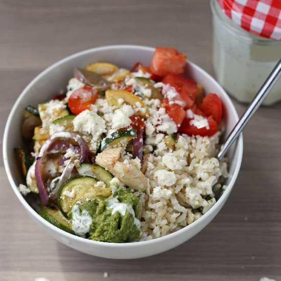 Roasted Vegetable and Chicken Bowl