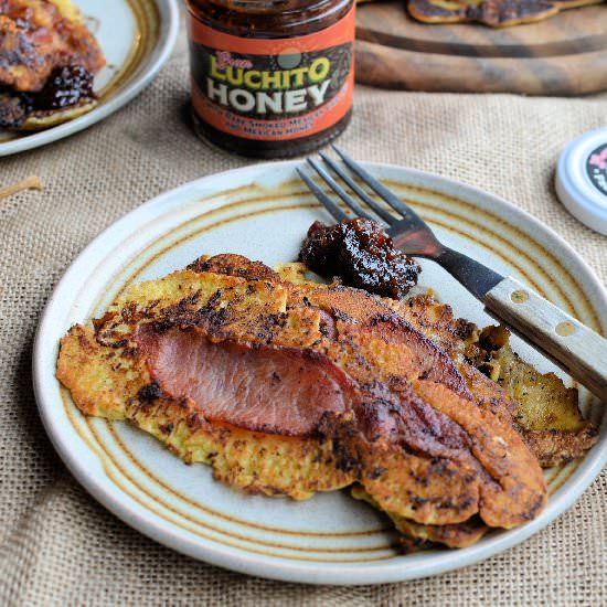 Bacon Pancakes with Chilli Honey