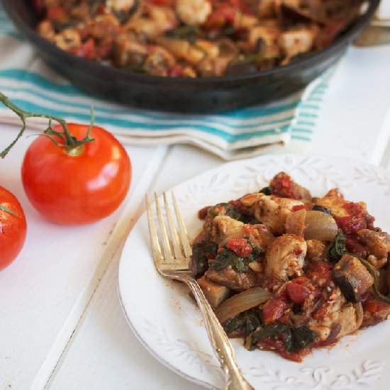 One-Pan Eggplant Chicken Dinner