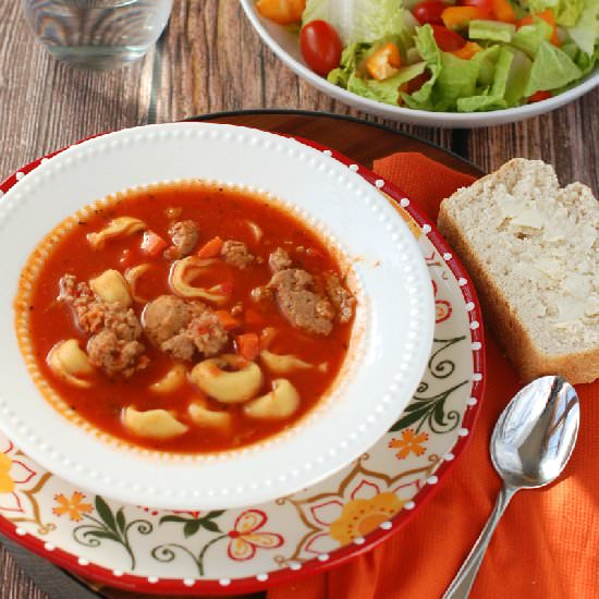 Spicy Sausage and Tortellini Soup