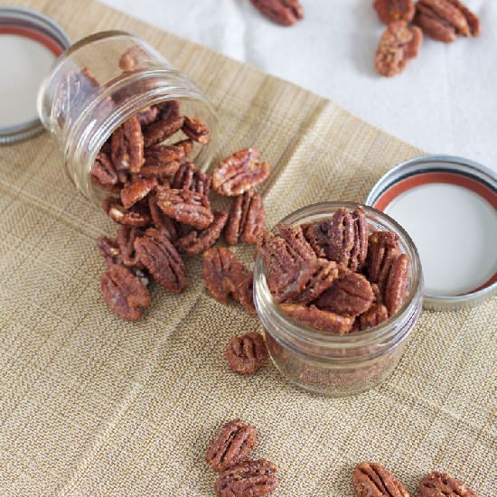 Maple Bourbon Roasted Pecans