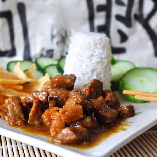 Diced Gambon Steak in Soy Sauce
