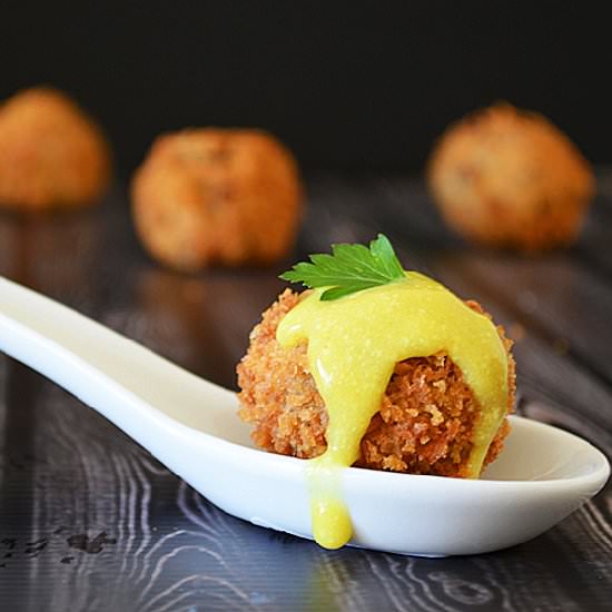 Potato Poppers with Mustard Sauce