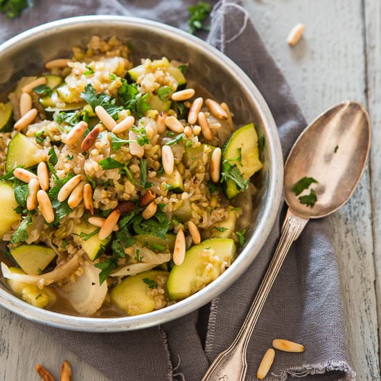 Freekeh with fennel and courgette