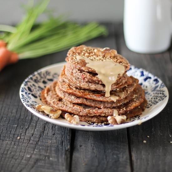 Carrot Cake Tahini Pancakes