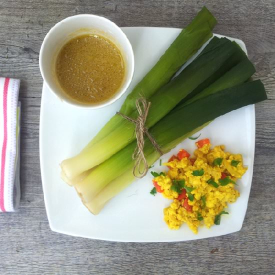Leeks with Tofu Scramble