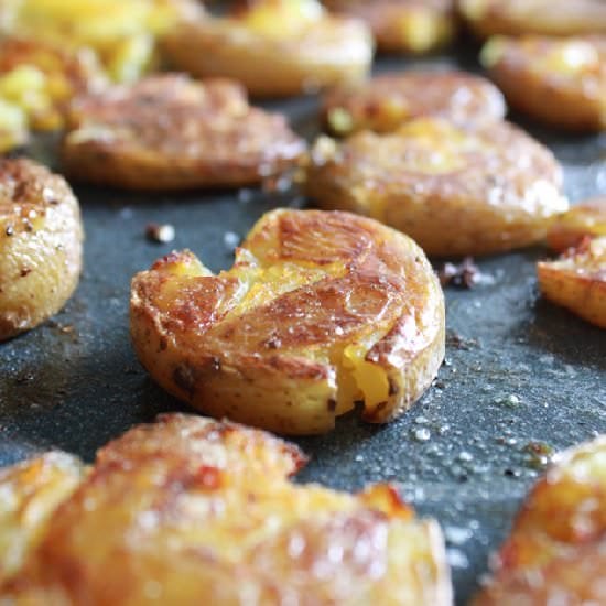Black truffle smashed potatoes
