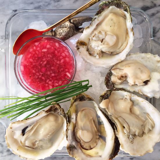 Oysters w Blood Orange Mignonette