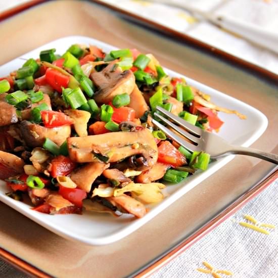 Mushroom, Pepper, Cabbage Stir Fry