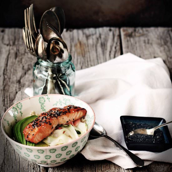 Miso Salmon Brown Rice Bowl